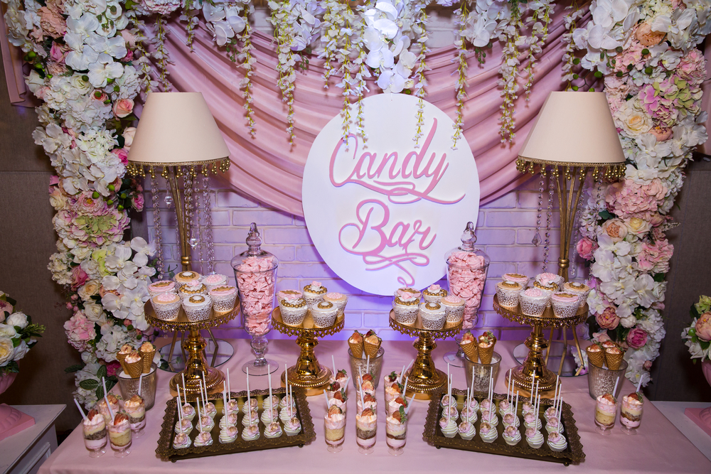 girl baby shower treat table